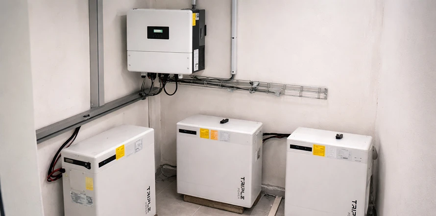 Bateriové úložiště FVE v technické místnosti